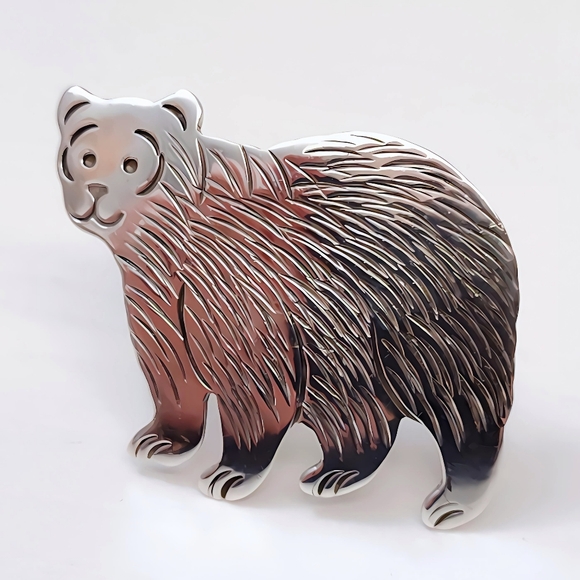 TAXCO Sterling Silver Grizzly Bear Brooch Pin - Picture 8 of 8
